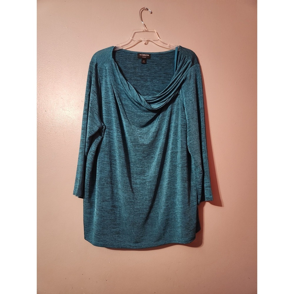 liz claiborne Blouse  Green Cowl Neck